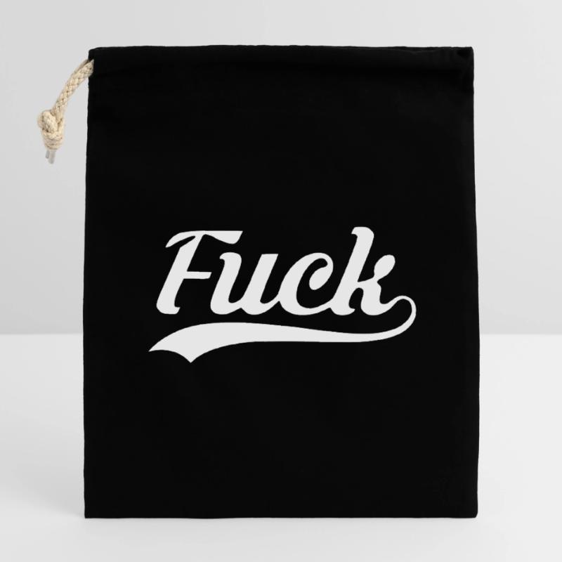 Merde au Rétro Script Sac cadeau en coton avec cordon (14 x 20 cm)