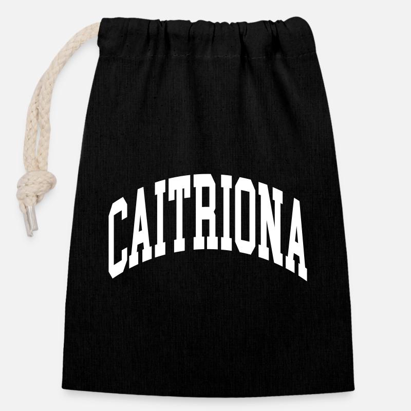 Caitriona - Closable cotton gift bag (14x20cm) - black