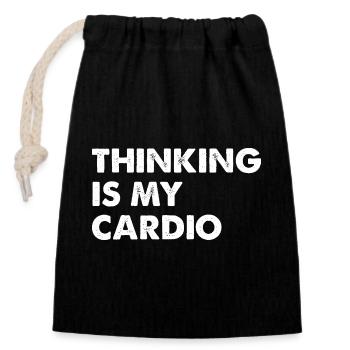 Thinking Is My Cardio - Verschließbarer Geschenkbeutel aus Baumwolle (14x20cm) - Schwarz - Vorne