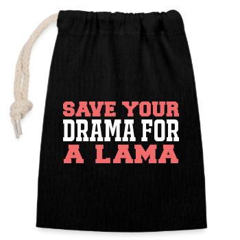 Épargne-toi du drame à un lama - Sac cadeau en coton avec cordon (14 x 20 cm) - noir - Devant