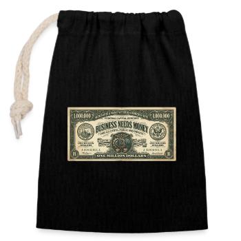 Vintage Business Money Poster - Verschließbarer Geschenkbeutel aus Baumwolle (14x20cm) - Schwarz - Vorne