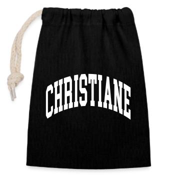 Christiane - Closable cotton gift bag (14x20cm) - black - Front