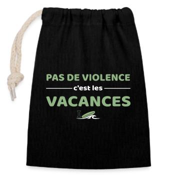 Pas de violence, c'est les vacances - Ygor - Sac cadeau en coton avec cordon (14 x 20 cm) - noir - Devant