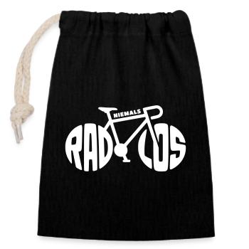 Vélo - Jamais sans roues - Sac cadeau en coton avec cordon (14 x 20 cm) - noir - Devant