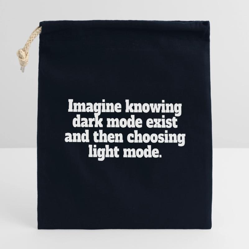 Le mode sombre existe Programmeur IT Nerd Coder Office Sac cadeau en coton avec cordon (14 x 20 cm)