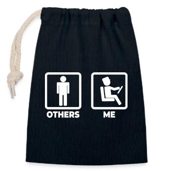 Bus Driver Stick Figures - Closable cotton gift bag (14x20cm) - navy - Front
