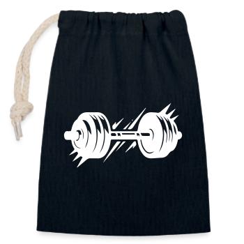 Barbell Symbol Dumbbells - Closable cotton gift bag (14x20cm) - navy - Front