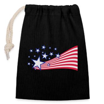 USA drapeau - Sac cadeau en coton avec cordon (14 x 20 cm) - noir - Devant