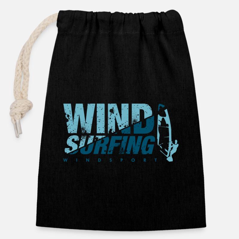WINDSURFING BLEU windsurfing - Closable cotton gift bag (14x20cm) - black
