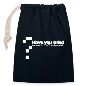 Have you tried... - Closable cotton gift bag (14x20cm) - navy - Front
