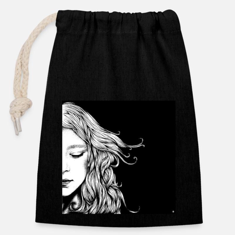 dreaming - Closable cotton gift bag (14x20cm) - black