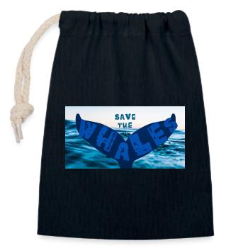 Save the whales - Verschließbarer Geschenkbeutel aus Baumwolle (14x20cm) - Navy - Vorne