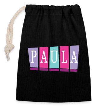 Paula - Closable cotton gift bag (14x20cm) - black - Front