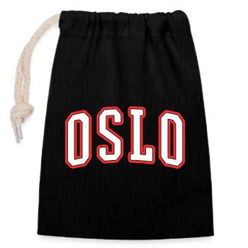 Oslo Varsity City Logo Print - Closable cotton gift bag (14x20cm) - black - Front