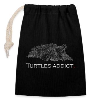 Turtles addict - Sac cadeau en coton avec cordon (14 x 20 cm) - noir - Devant