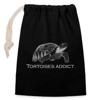 Tortoises addict - Sac cadeau en coton avec cordon (14 x 20 cm) - noir - Devant
