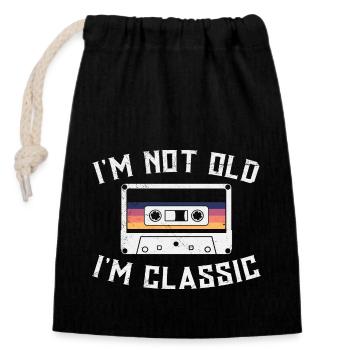 80er 90er Jahre Musik Kassette Lustig Mixtape - Verschließbarer Geschenkbeutel aus Baumwolle (14x20cm) - Schwarz - Vorne