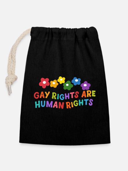 Gay Rights Are Human Rights - Verschließbarer Geschenkbeutel aus Baumwolle (14x20cm) - Schwarz
