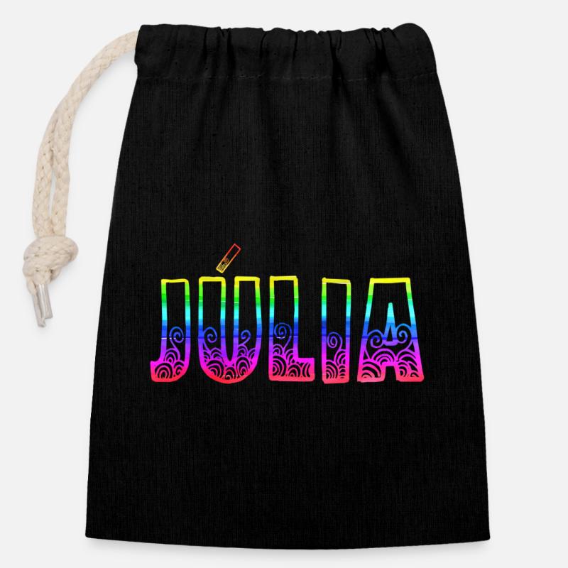 julia rs regenbogen - Verschließbarer Geschenkbeutel aus Baumwolle (14x20cm) - Schwarz