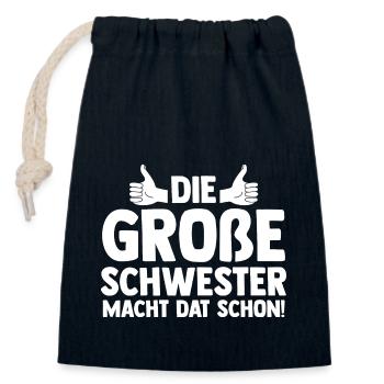 Die Große Schwester Macht Das Schon - Verschließbarer Geschenkbeutel aus Baumwolle (14x20cm) - Navy - Vorne