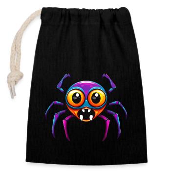 Cute Halloween Spider - Closable cotton gift bag (14x20cm) - black - Front