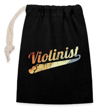 Retro Violin Player - Closable cotton gift bag (14x20cm) - black - Front