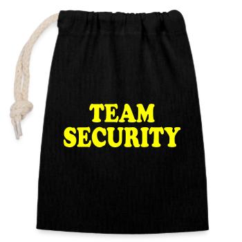 Team security - Closable cotton gift bag (14x20cm) - black - Front