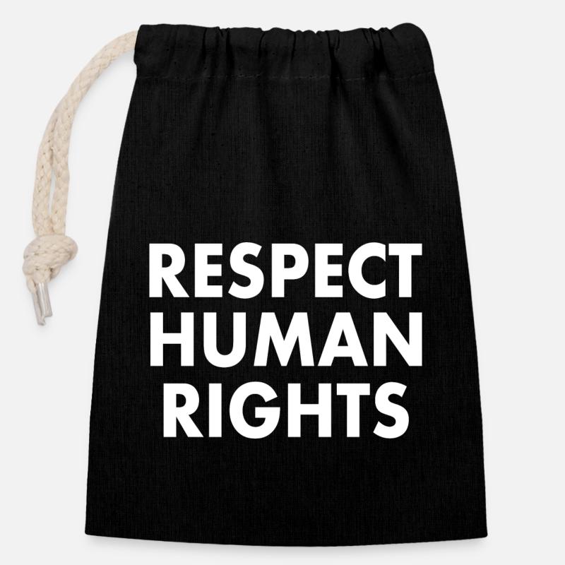 Respect human rights - Closable cotton gift bag (14x20cm) - black