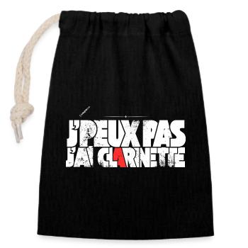 J'peux pas j'ai Clarinette - Sac cadeau en coton avec cordon (14 x 20 cm) - noir - Devant