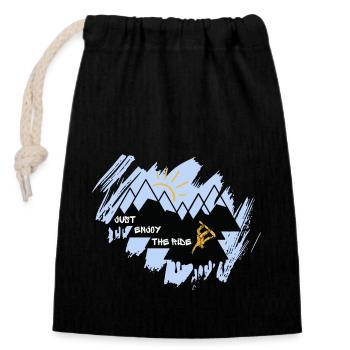 Profitez simplement de la balade - Snowboarder - Sac cadeau en coton avec cordon (14 x 20 cm) - noir - Devant