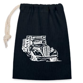 Vintage Pick-up Truck - Verschließbarer Geschenkbeutel aus Baumwolle (14x20cm) - Navy - Vorne
