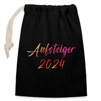 Aufsteiger 2024 Aufstiegstrikot Aufstieg 24 - Verschließbarer Geschenkbeutel aus Baumwolle (14x20cm) - Schwarz - Vorne