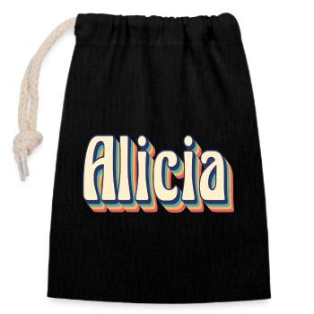 Vintage Retro Alicia T-Shirt T-Shirt Geschenkidee - Verschließbarer Geschenkbeutel aus Baumwolle (14x20cm) - Schwarz - Vorne