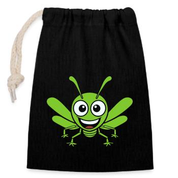 Grasshopper - Closable cotton gift bag (14x20cm) - black - Front