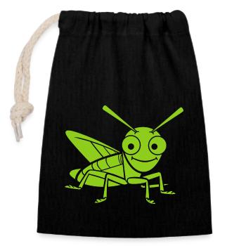 Grasshopper - Closable cotton gift bag (14x20cm) - black - Front
