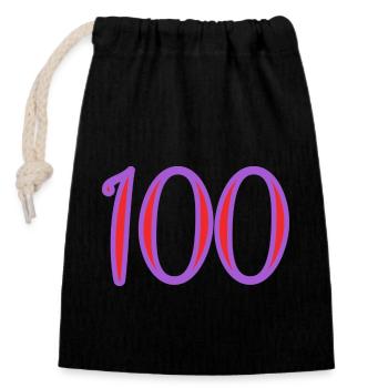 100. 100 YEARS. 100th ANNIVERSARY. 100 BIRTHDAY - Closable cotton gift bag (14x20cm) - black - Front