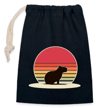 Capybara - Closable cotton gift bag (14x20cm) - navy - Front