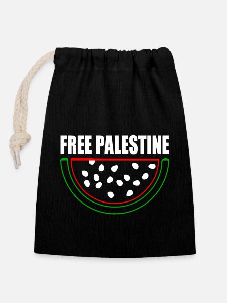 Free palestine Wassermelone Melone - Verschließbarer Geschenkbeutel aus Baumwolle (14x20cm) - Schwarz