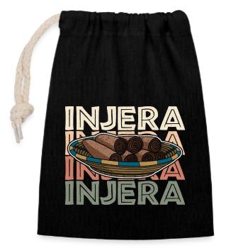 Injera Äthiopien Afrika National Gericht Brot - Verschließbarer Geschenkbeutel aus Baumwolle (14x20cm) - Schwarz - Vorne