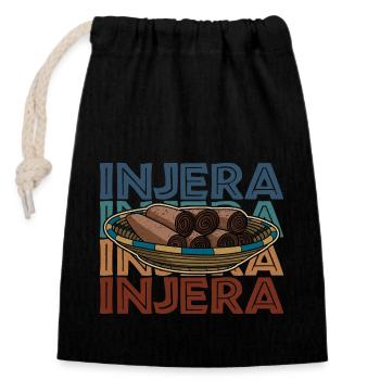 Injera Äthiopien Afrika National Gericht Brot - Verschließbarer Geschenkbeutel aus Baumwolle (14x20cm) - Schwarz - Vorne