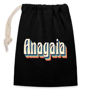 Vintage Retro Anagaia Tshirt T-Shirt Geschenkidee - Verschließbarer Geschenkbeutel aus Baumwolle (14x20cm) - Schwarz - Vorne