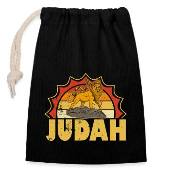 Löwe Judah Juda Rastafari Reggae Christentum Rasta - Verschließbarer Geschenkbeutel aus Baumwolle (14x20cm) - Schwarz - Vorne