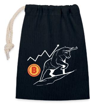 Bitcoin - Closable cotton gift bag (14x20cm) - navy - Front