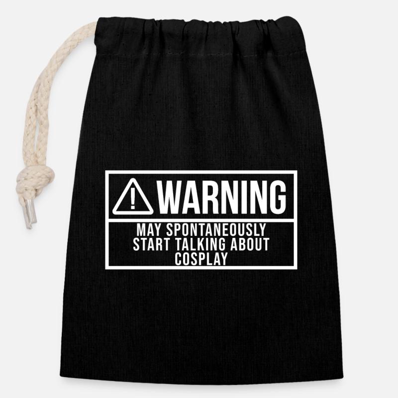 Cosplay - Sac cadeau en coton avec cordon (14 x 20 cm) - noir