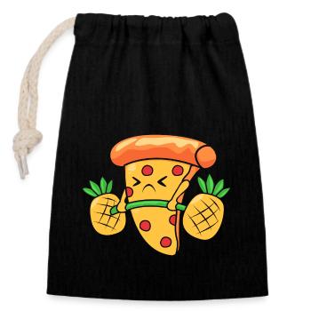 Pizza Hawaï Pizza Ananas - Sac cadeau en coton avec cordon (14 x 20 cm) - noir - Devant