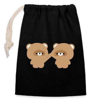 Couple de castors - Sac cadeau en coton avec cordon (14 x 20 cm) - noir - Devant