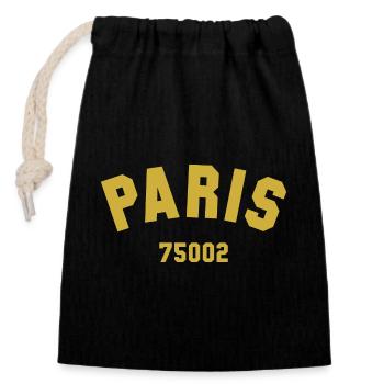 2e arrondissement de PARIS - Sac cadeau en coton avec cordon (14 x 20 cm) - noir - Devant