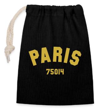 14e arrondissement de PARIS - Sac cadeau en coton avec cordon (14 x 20 cm) - noir - Devant