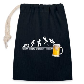 Sprung zum Bier an Wochentagen - Verschließbarer Geschenkbeutel aus Baumwolle (14x20cm) - Navy - Vorne