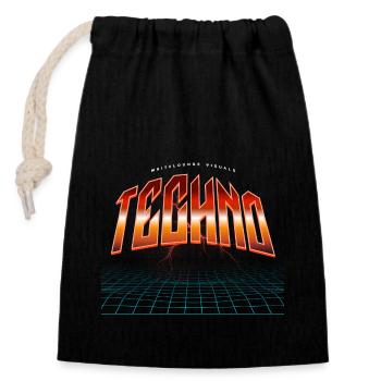 Techno - Sac cadeau en coton avec cordon (14 x 20 cm) - noir - Devant